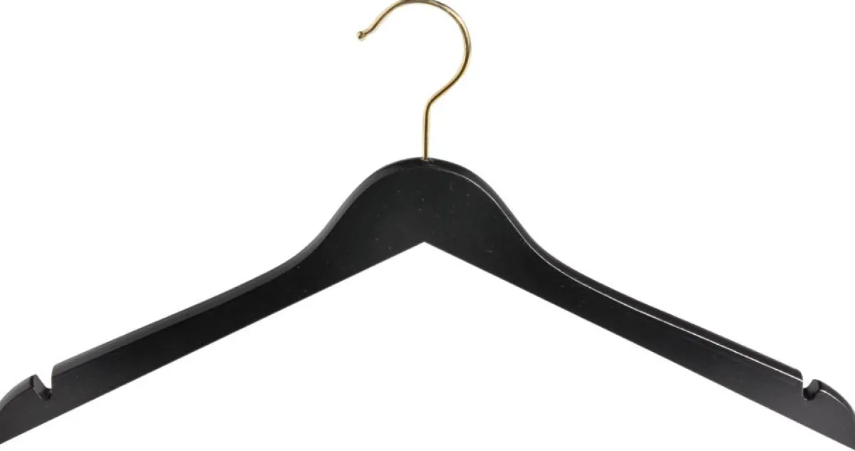 Clearance DecoWoerner Holz-Kleiderbügel Mit Kerben, /messing 44 Cm schwarz