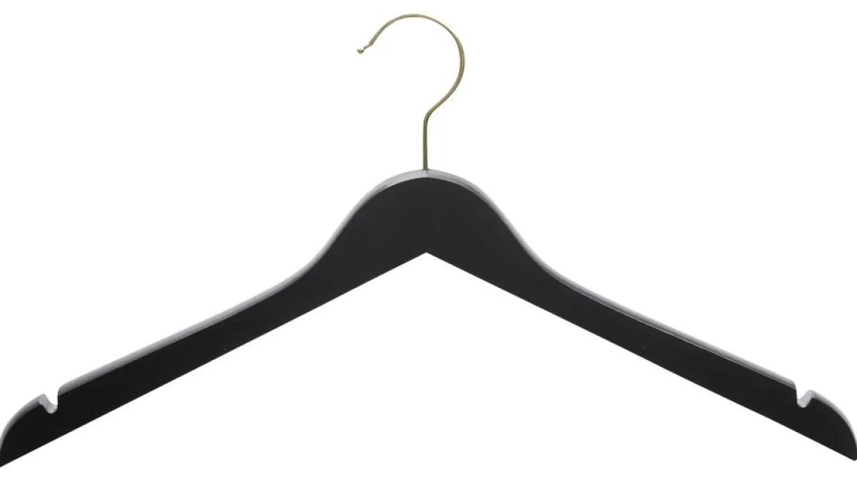 Clearance DecoWoerner Holz-Kleiderbügel Mit Kerben, /messing 44 Cm schwarz