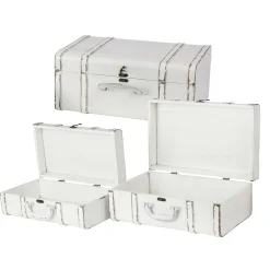 Outlet DecoWoerner Holzkofferset "Antik" 3 Tlg. weiß