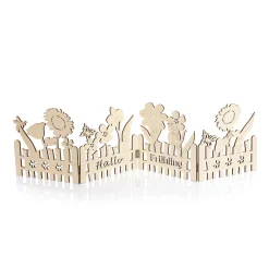 Discount DecoWoerner Holz-Zaun-Aufsteller Sommer-Blumen-Silhouetten, 81 Cm braun