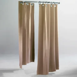 Outlet DecoWoerner Kabinen-Vorhang, 200 Cm Lang, Schwer Entflammbar, Beige braun