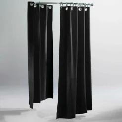 New DecoWoerner Kabinen-Vorhang, 200 Cm Lang, Schwer Entflammbar, schwarz