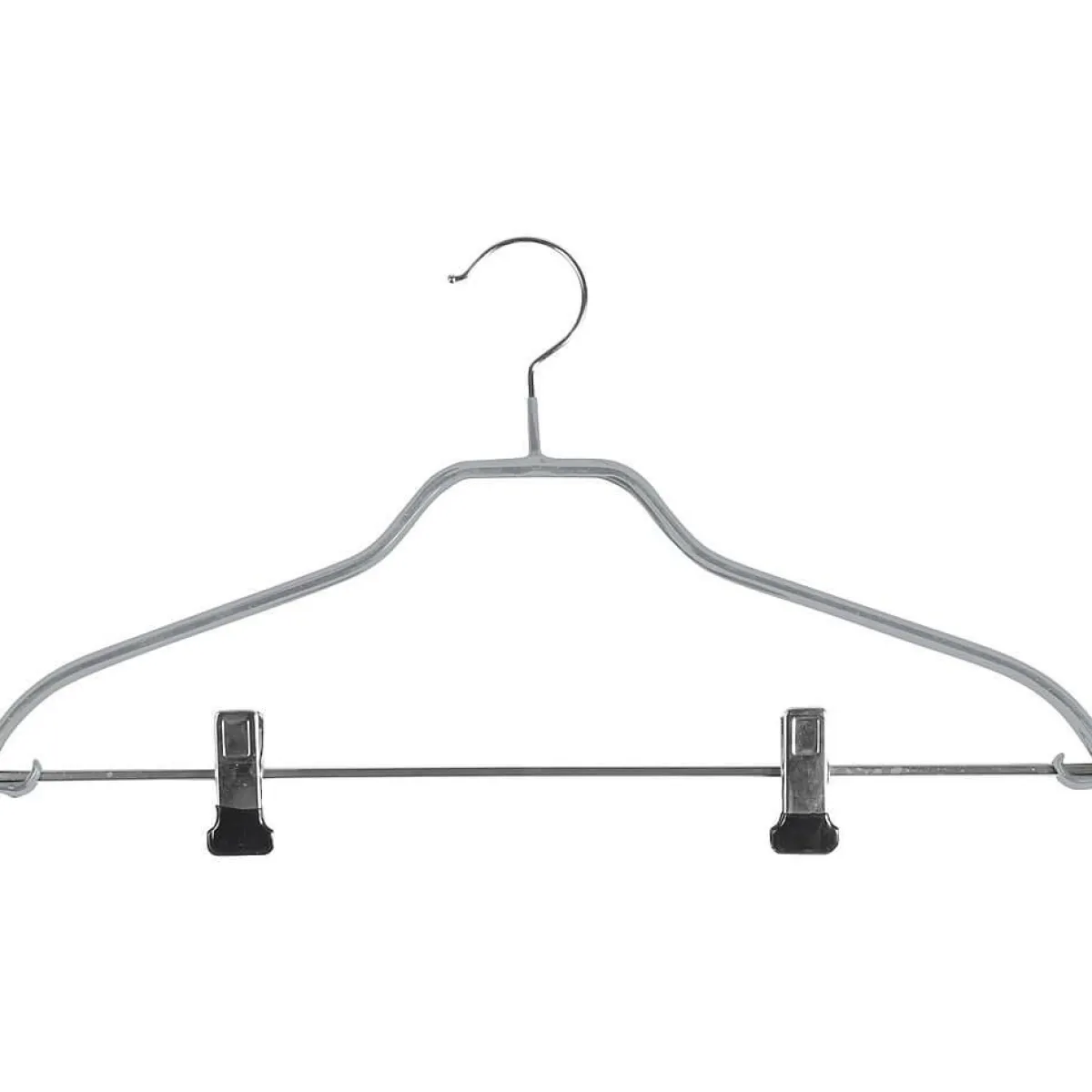 DecoWoerner Kleiderbügel Mit Klammern Anti-Rutsch 40 Cm, , 1 Pack à 10 Stück silber