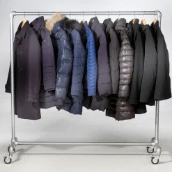 Best DecoWoerner Kleiderständer Mit Rollen FACTORY 160 Cm silber