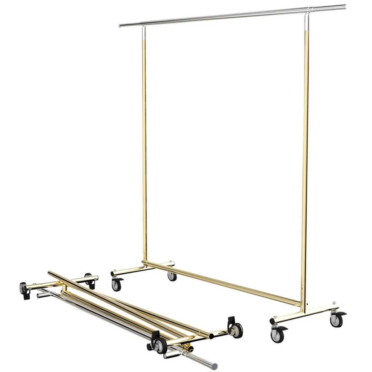 Outlet DecoWoerner Kleiderständer Mit Rollen Klappbar 177 Cm gold
