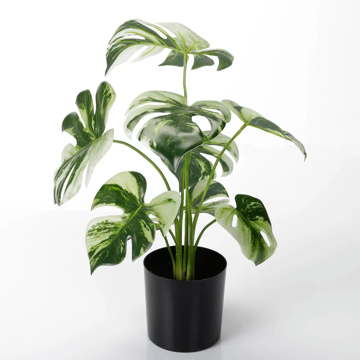 Hot DecoWoerner Künstliche Deko Monstera Topfpflanze Deliciosa Albo Variegata 37 Cm grün
