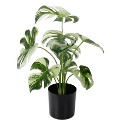 Hot DecoWoerner Künstliche Deko Monstera Topfpflanze Deliciosa Albo Variegata 37 Cm grün