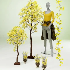 DecoWoerner Künstliche Forsythien Girlande 180 Cm gelb