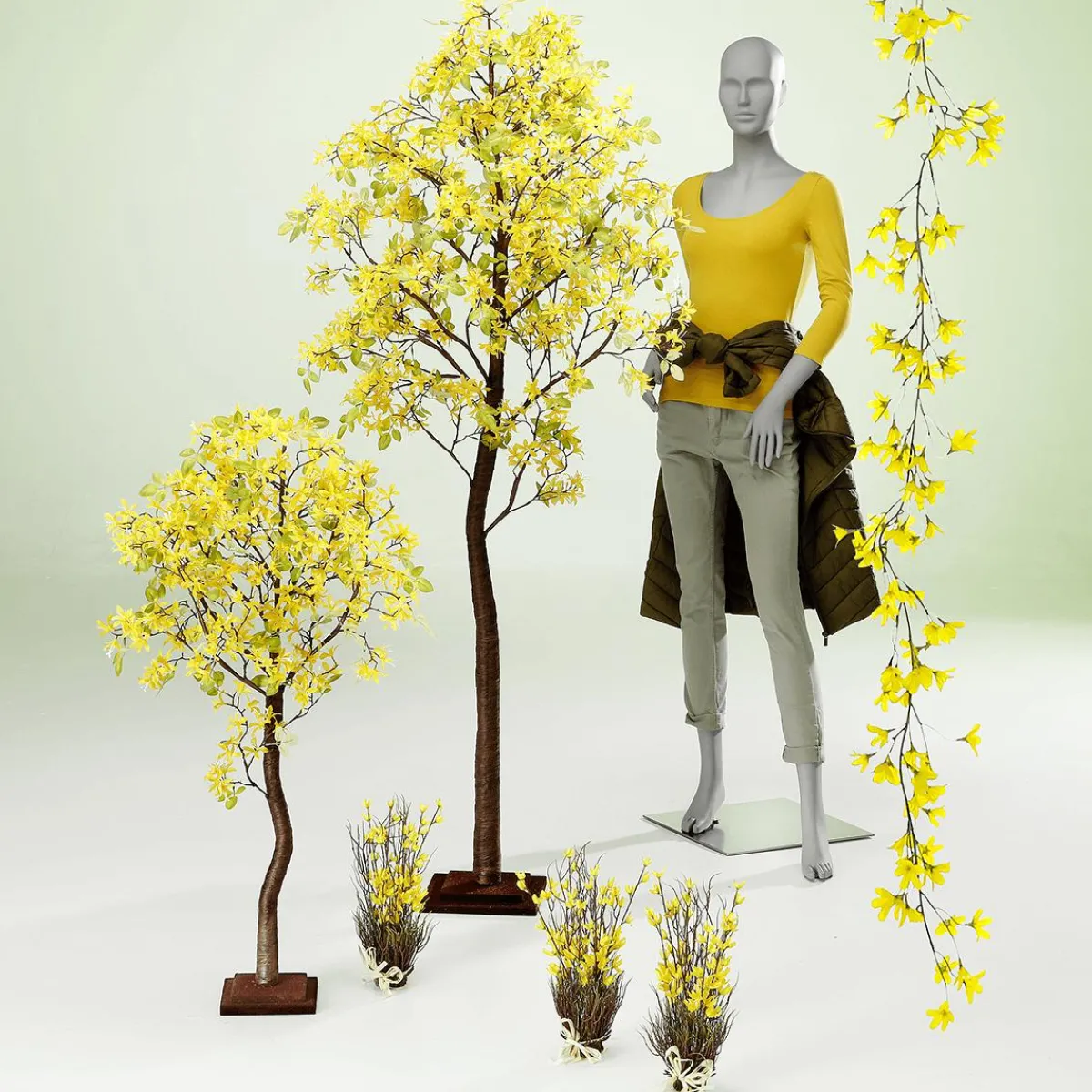 DecoWoerner Künstliche Forsythien Girlande 180 Cm gelb
