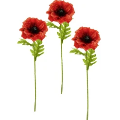 Hot DecoWoerner Künstliche Mohnblume 3 Tlg. Set In rot