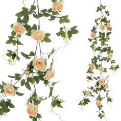 Outlet DecoWoerner Künstliche Rosenranke Apricot 125 Cm Mit Haken orange