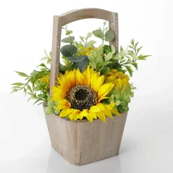 DecoWoerner Künstliche Sonnenblumen Im Korb 31 Cm gelb
