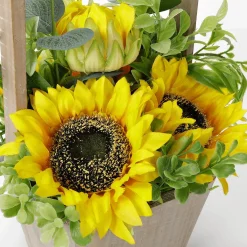 DecoWoerner Künstliche Sonnenblumen Im Korb 31 Cm gelb