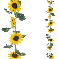 DecoWoerner Künstliche Sonnenblumen-Girlande Kunstranke 150 Cm gelb