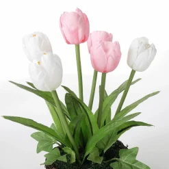 Sale DecoWoerner Künstliche Tulpen Im Korb - Weiß , 20 Cm rosa