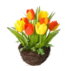 Hot DecoWoerner Künstliche Tulpen Im Korb , 25 Cm orange