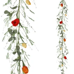Clearance DecoWoerner Künstliche Tulpen-Girlande Kunstranke - Orange 158 Cm rot