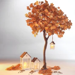 Hot DecoWoerner Künstlicher Ahorn Herbstbaum -gelb, 270 Cm orange