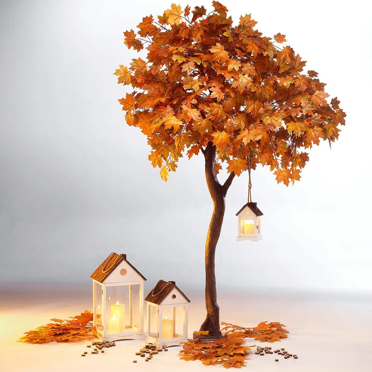 Clearance DecoWoerner Künstlicher Ahornzweig, 80 Cm orange