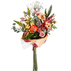 New DecoWoerner Künstlicher Blumen-Mix-Blumenstrauß Pastell 110 Cm orange