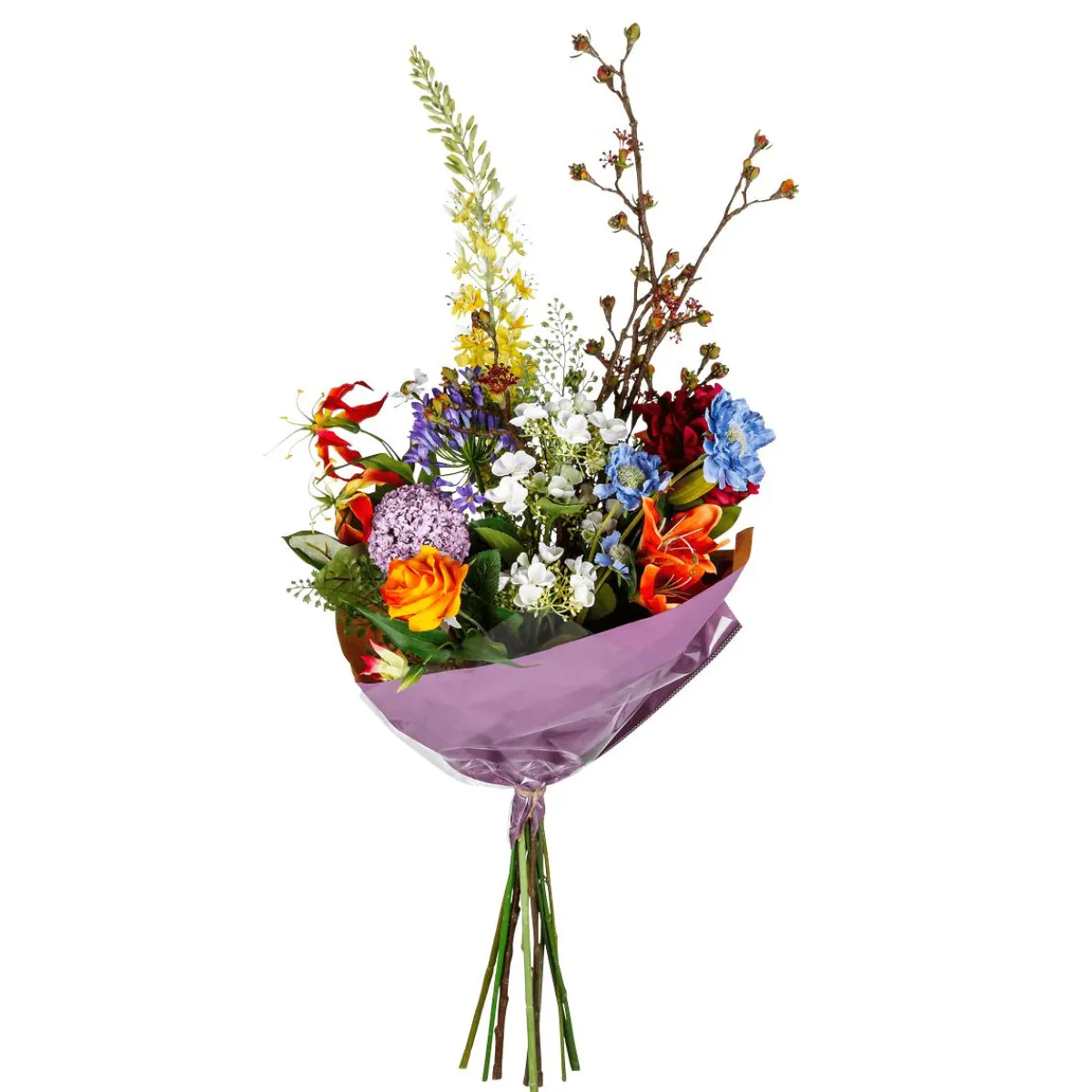 Outlet DecoWoerner Künstlicher Blumen-Mix-Blumenstrauß Orange Blau Weiß 104 Cm mehrfarbig