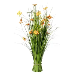 Clearance DecoWoerner Künstlicher Grasbund Mit Blüten 67 Cm orange