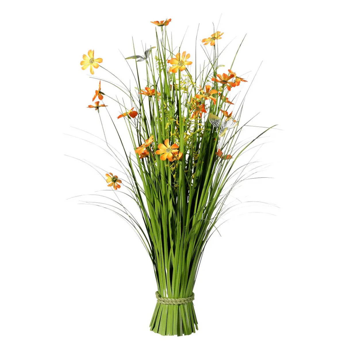 Clearance DecoWoerner Künstlicher Grasbund Mit Blüten 67 Cm orange
