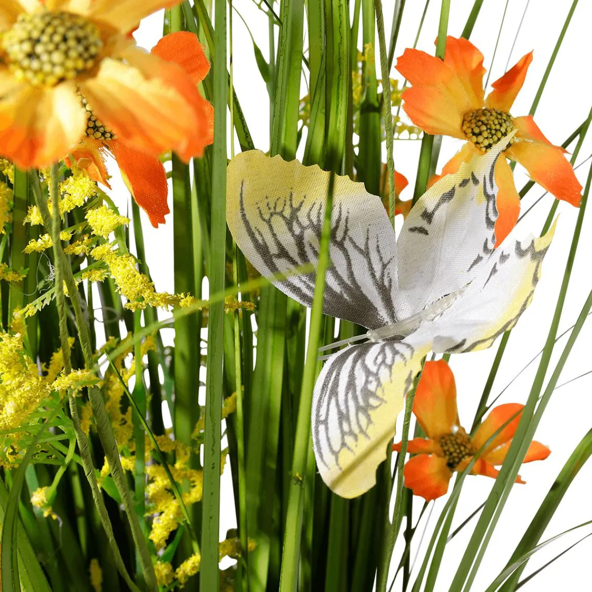 Clearance DecoWoerner Künstlicher Grasbund Mit Blüten 67 Cm orange