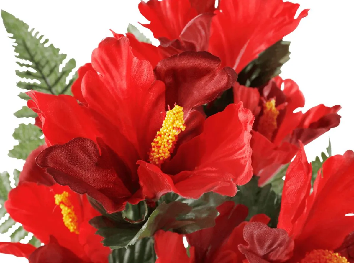 Discount DecoWoerner Künstlicher Hibiskus-Blumenstrauß, 46 Cm rot