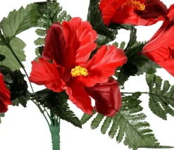 Discount DecoWoerner Künstlicher Hibiskus-Blumenstrauß, 46 Cm rot