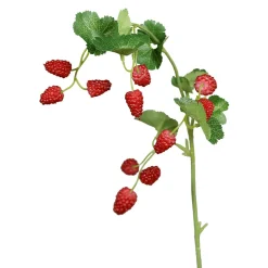 DecoWoerner Künstlicher Himbeerzweig 64 Cm Mit 10 Früchten rot