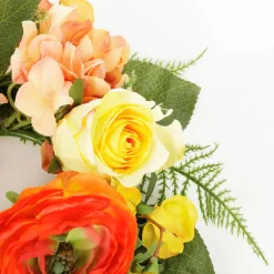 Sale DecoWoerner Künstlicher Hortensien-Rosen-Blumen-Türkranz 30 Cm Ø orange
