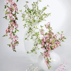Discount DecoWoerner Künstlicher Kirschblüten-Zweig 65 Cm weiß