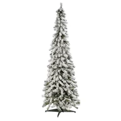 DecoWoerner Künstlicher, Schmaler Tannebaum, Beschneit 210 Cm weiß