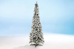 DecoWoerner Künstlicher, Schmaler Tannebaum, Beschneit 210 Cm weiß