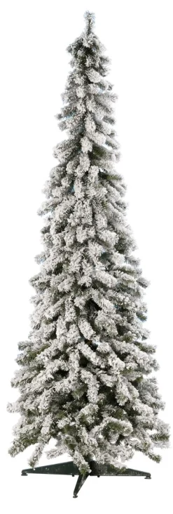 DecoWoerner Künstlicher, Schmaler Tannebaum, Beschneit 240 Cm weiß