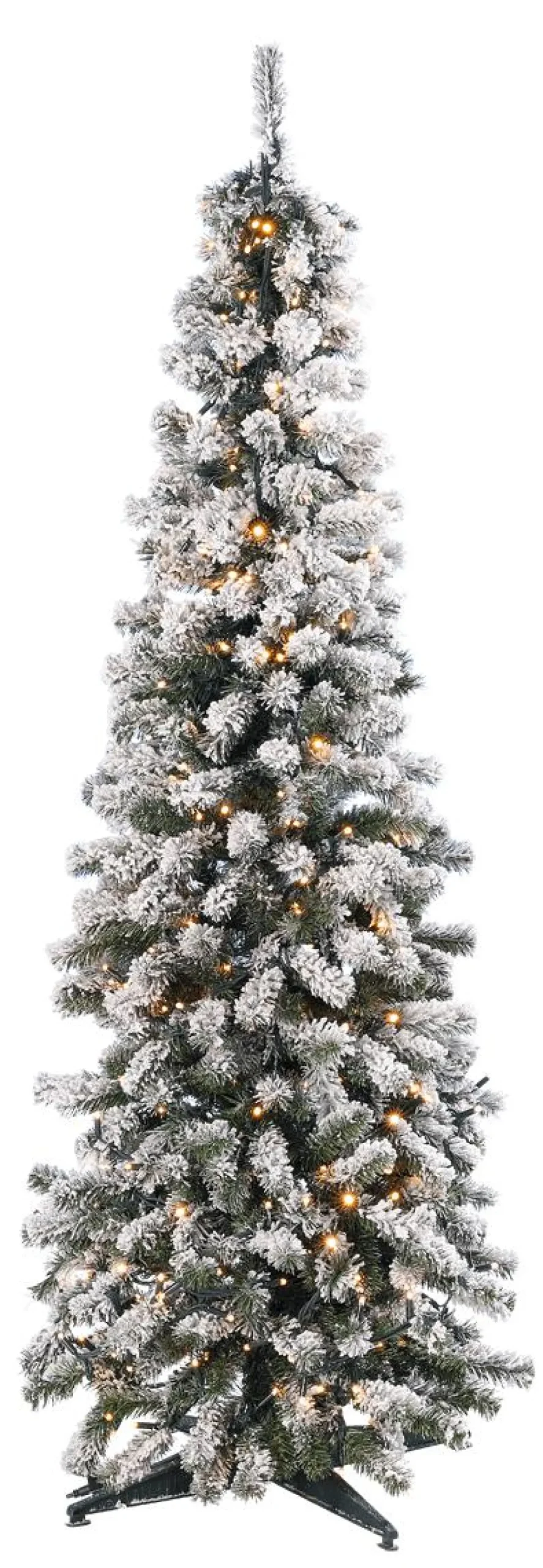 Best DecoWoerner Künstlicher, Schmaler Tannebaum, Beschneit Mit LED 150 Cm weiß