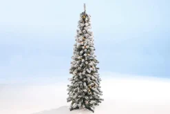 Best DecoWoerner Künstlicher, Schmaler Tannebaum, Beschneit Mit LED 150 Cm weiß