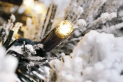 New DecoWoerner Künstlicher, Schmaler Tannebaum, Beschneit Mit LED 210 Cm weiß