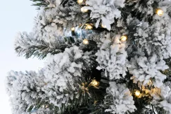 New DecoWoerner Künstlicher, Schmaler Tannebaum, Beschneit Mit LED 210 Cm weiß