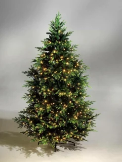 New DecoWoerner Künstlicher Spritzguss-Weihnachtsbaum Rottanne Mit LED 240 Cm grün