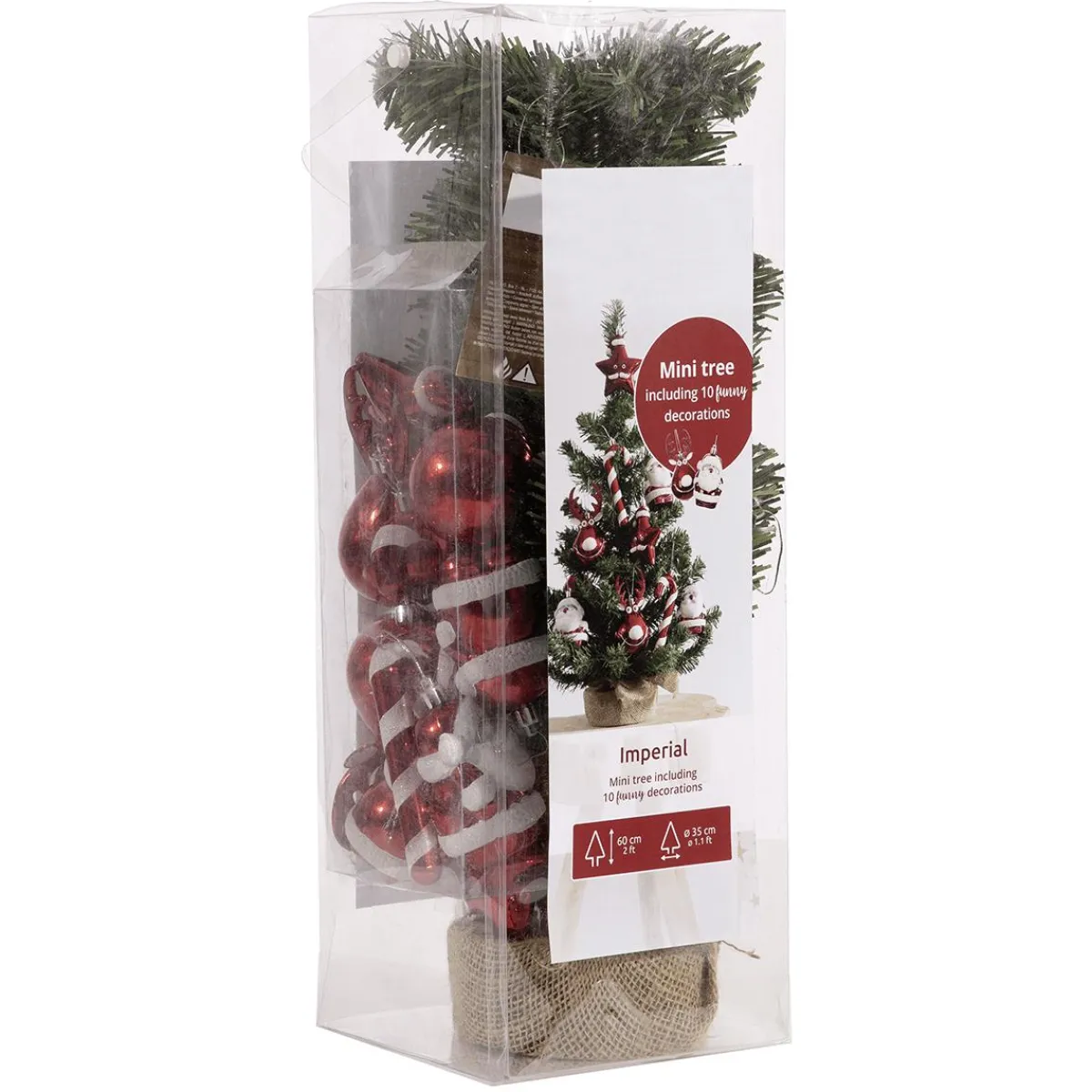 Best DecoWoerner Künstlicher Tannenbaum DIY Mit em Schmuck, 60 Cm rot