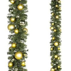 Discount DecoWoerner Künstlicher Tannengirlande 270 Cm Mit enen Kugeln, Zum Selber Schmücken gold