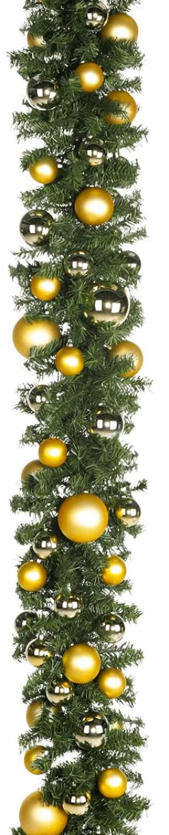 Discount DecoWoerner Künstlicher Tannengirlande 270 Cm Mit enen Kugeln, Zum Selber Schmücken gold
