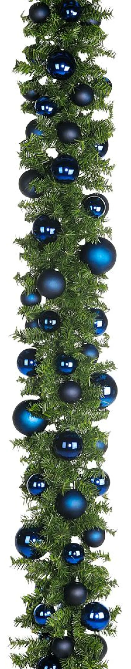 Clearance DecoWoerner Künstlicher Tannengirlande 270 Cm Mit en Kugeln, Zum Selber Schmücken blau