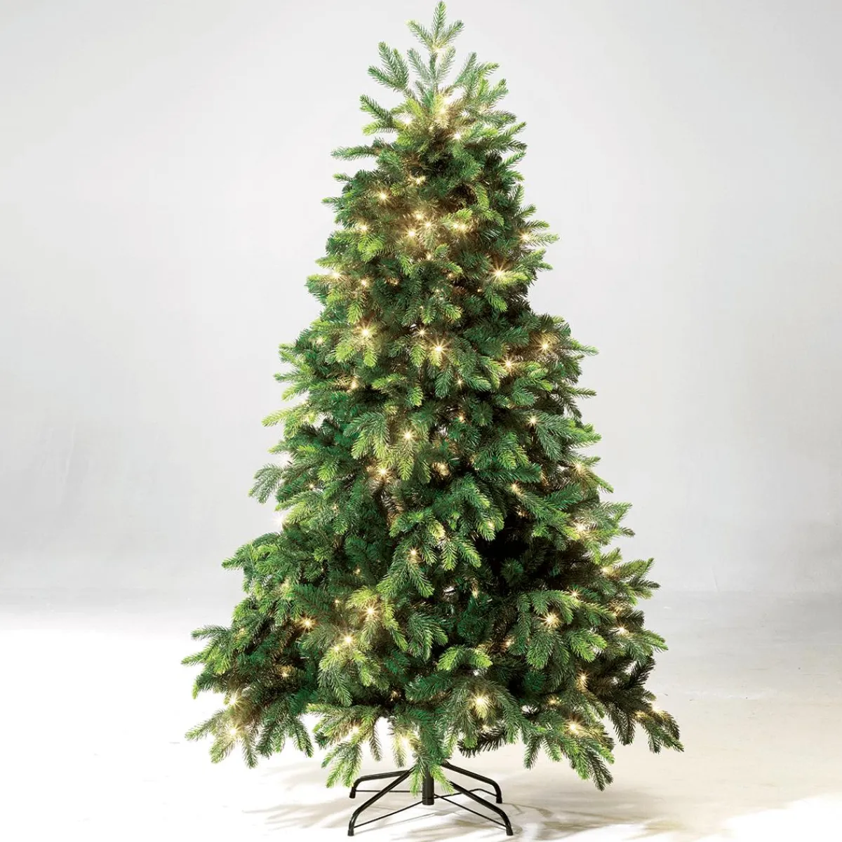 DecoWoerner Künstlicher Weihnachtsbaum Edeltanne Mit LED 180 Cm grün
