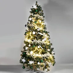 Outlet DecoWoerner Künstlicher Weihnachtsbaum Weißtanne Mit LED 180 Cm grün