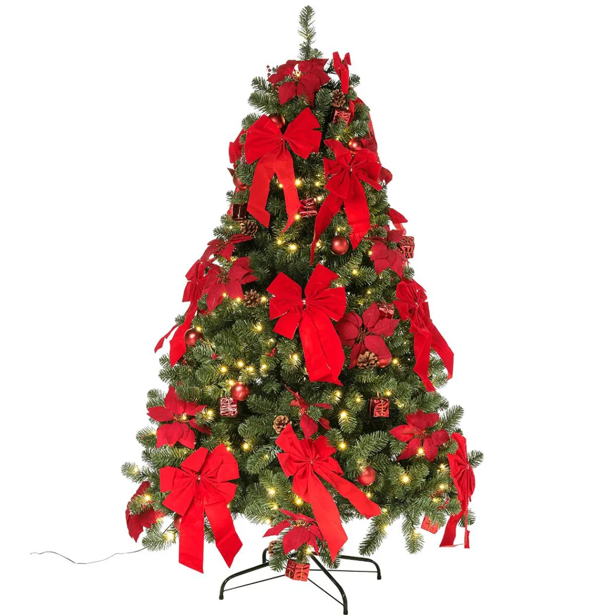 Sale DecoWoerner Künstlicher Weihnachtsbaum Geschmückt Mit LED, 180 Cm rot