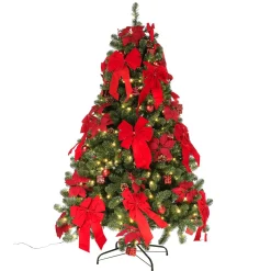 Online DecoWoerner Künstlicher Weihnachtsbaum Geschmückt Mit LED, 210 Cm rot