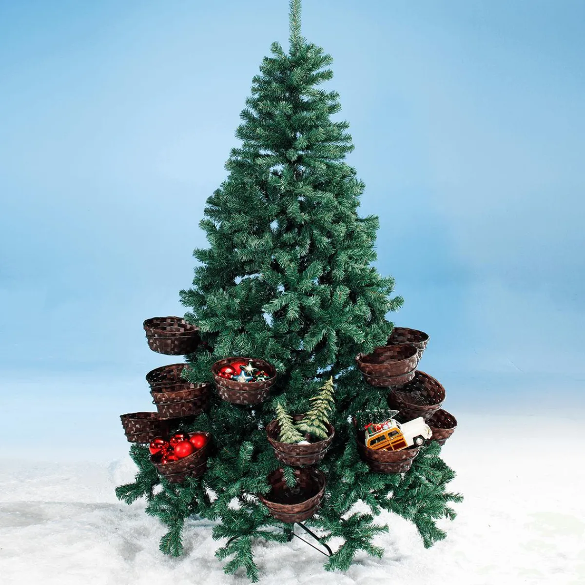Outlet DecoWoerner Künstlicher Weihnachtsbaum Mit 20 Körben Für Geschenke Und Ware 195 Cm grün